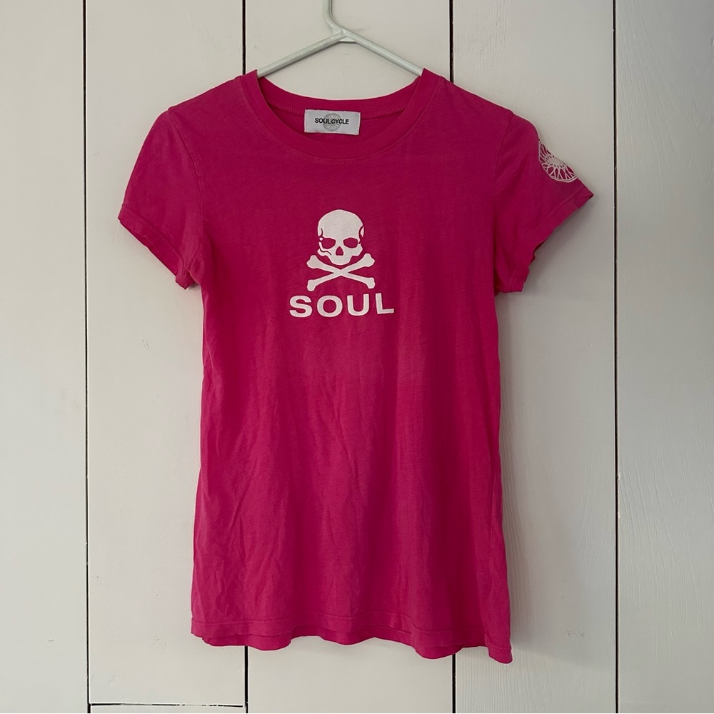 Soulcycle Skull Graphic T-Shirt Sz M Bubblegum Pink